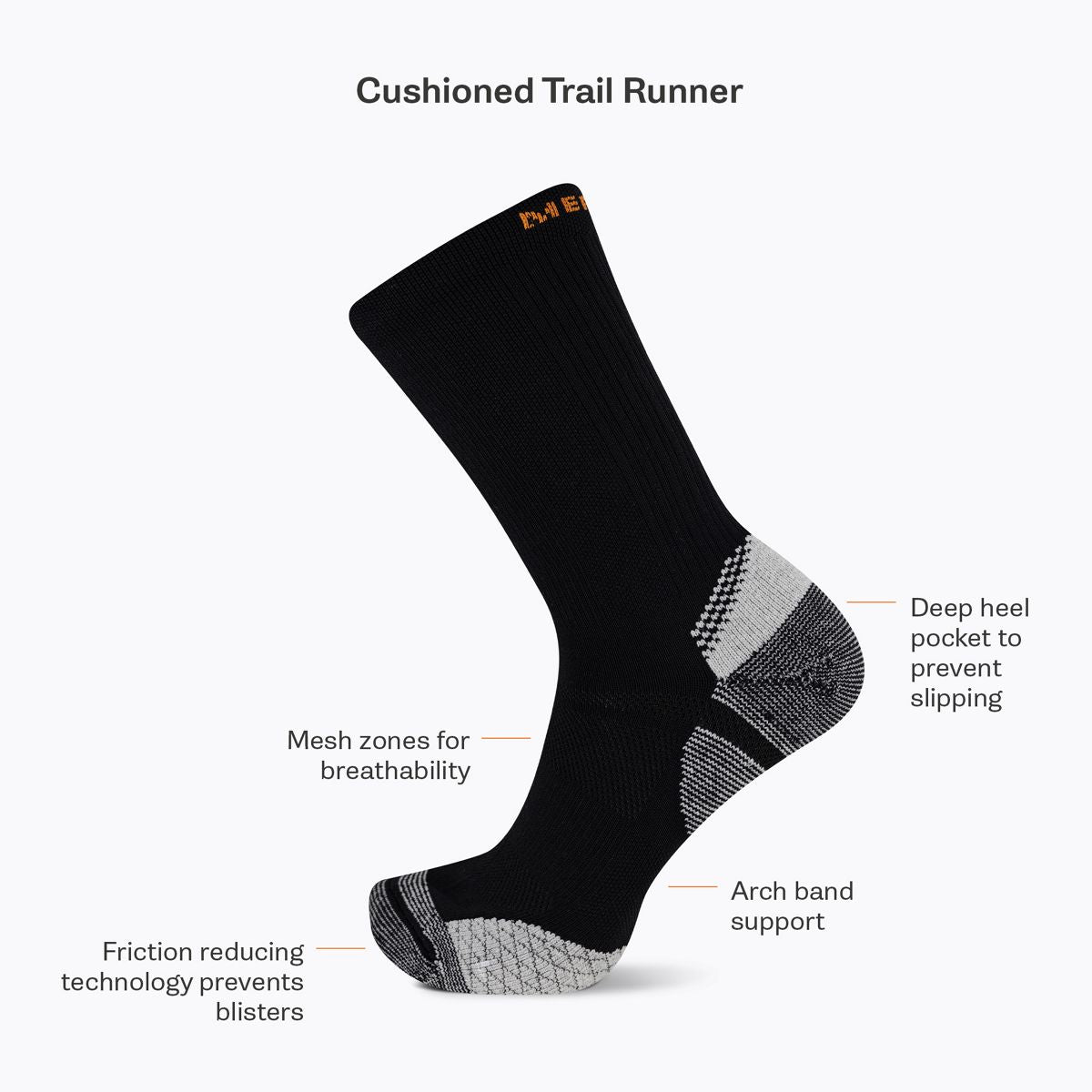 Merrell Cushion Trail Runner Crew Sock - Socks