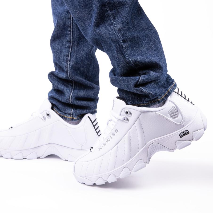 Men Wide Shoes | K-Swiss ST329 CMF White/black/silver