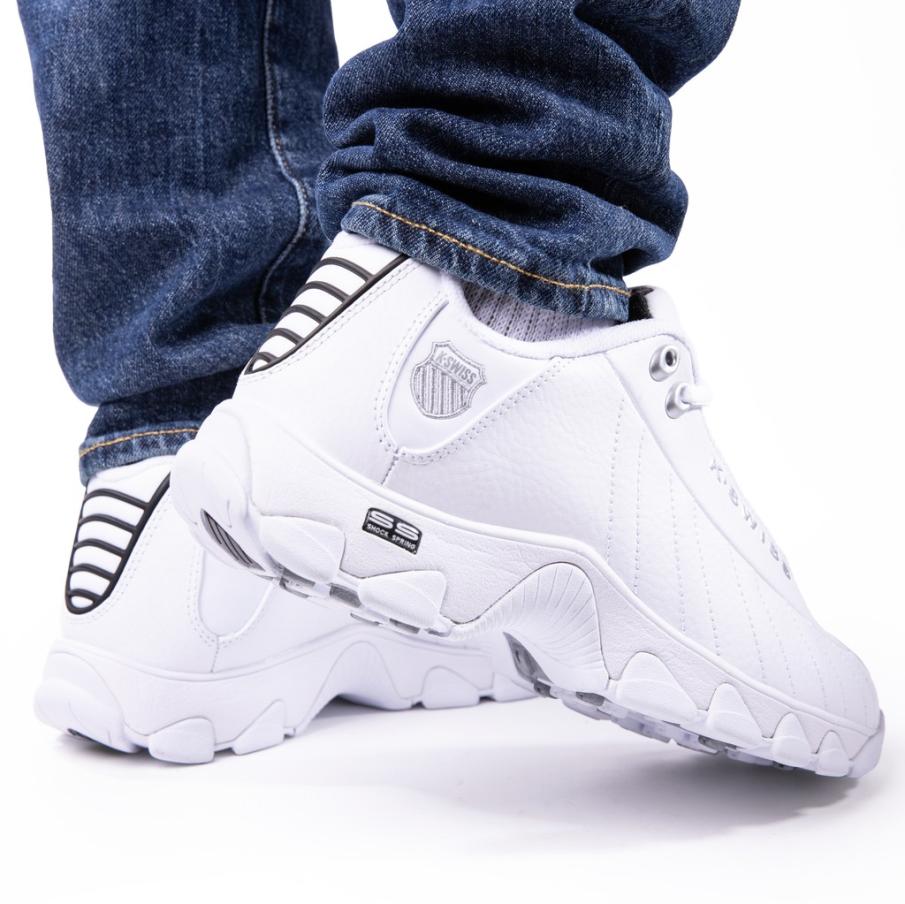 Men Wide Shoes | K-Swiss ST329 CMF White/black/silver
