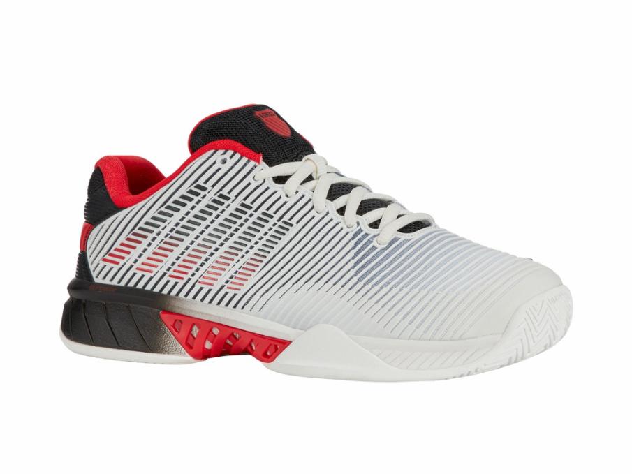 Men Wide Shoes | K-Swiss HYPERCOURT EXPRESS 2-2E Bright White/stretch Limo/high Risk Red
