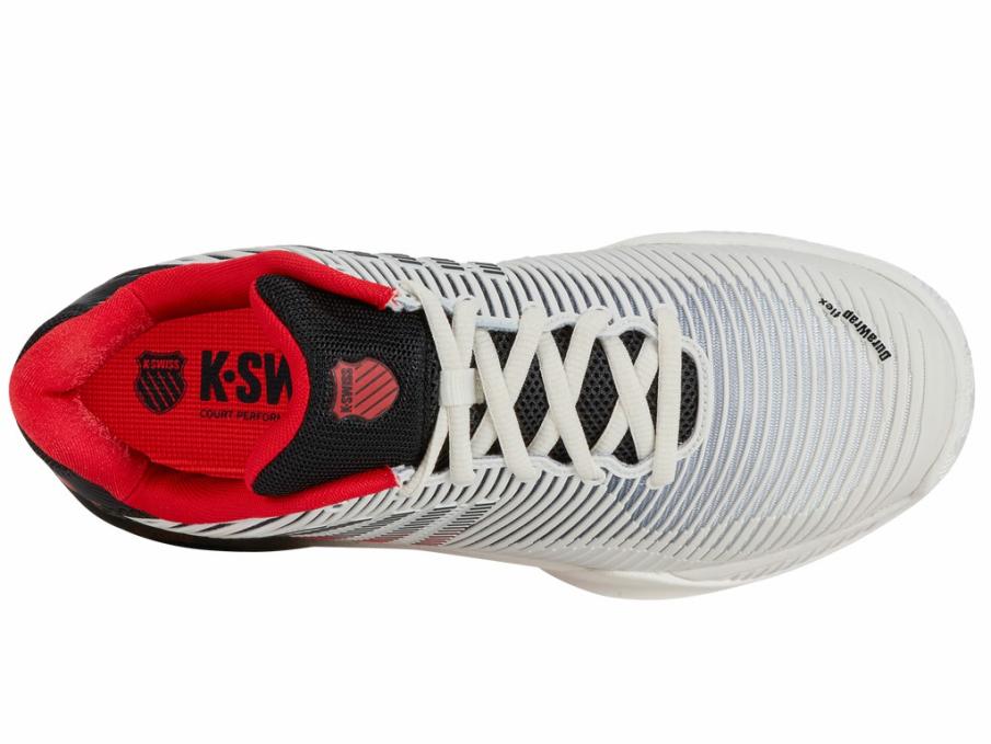 Men Wide Shoes | K-Swiss HYPERCOURT EXPRESS 2-2E Bright White/stretch Limo/high Risk Red
